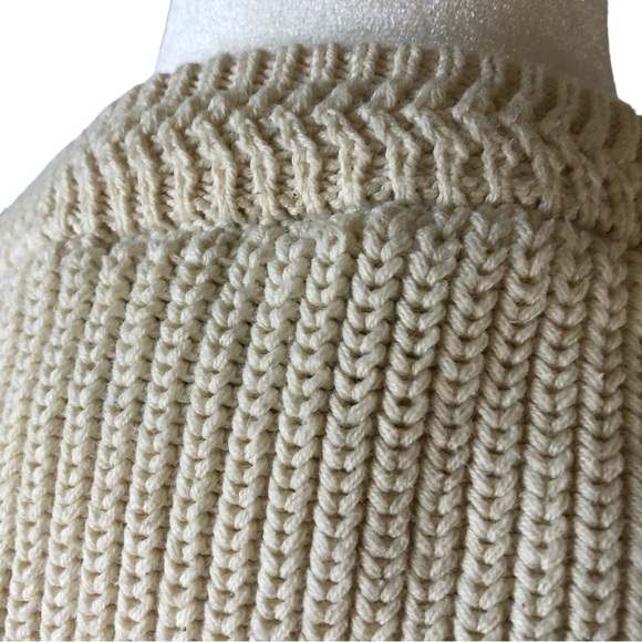 Izod Cotton Pullover Sweater Women M CrewNeck  Cream Contrasting Stripes - Picture 4 of 7